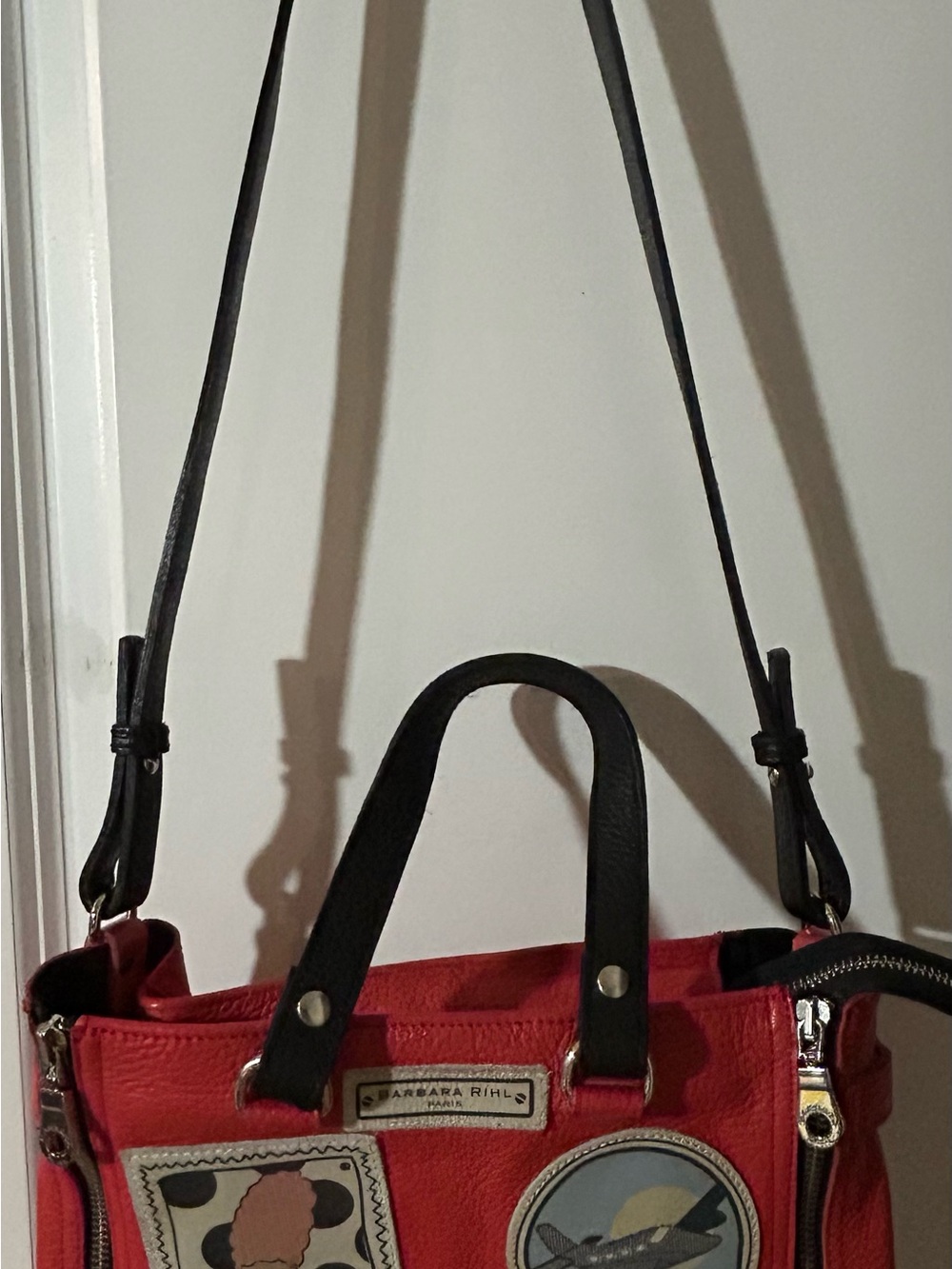 Barbara Rihl Red Leather Patchwork Handbag - Picture 4 of 5